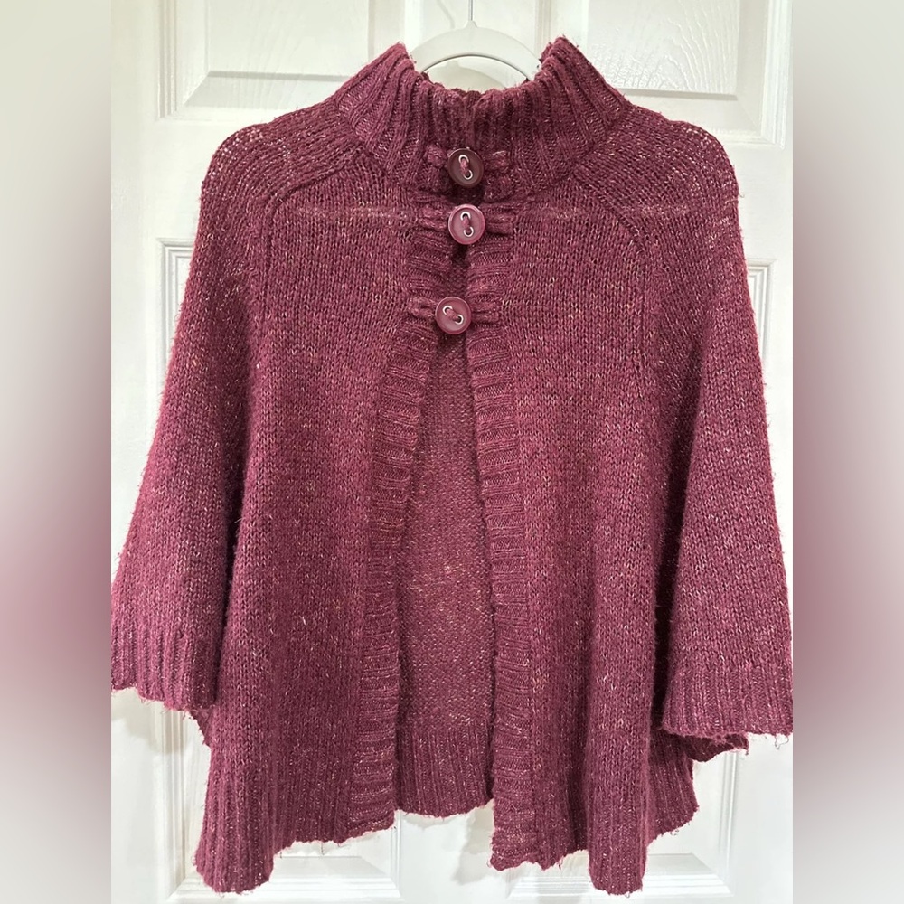 Vintage Suzie Women's Small Short Sleeve Cardigan Burgundy Berry Grandmacore